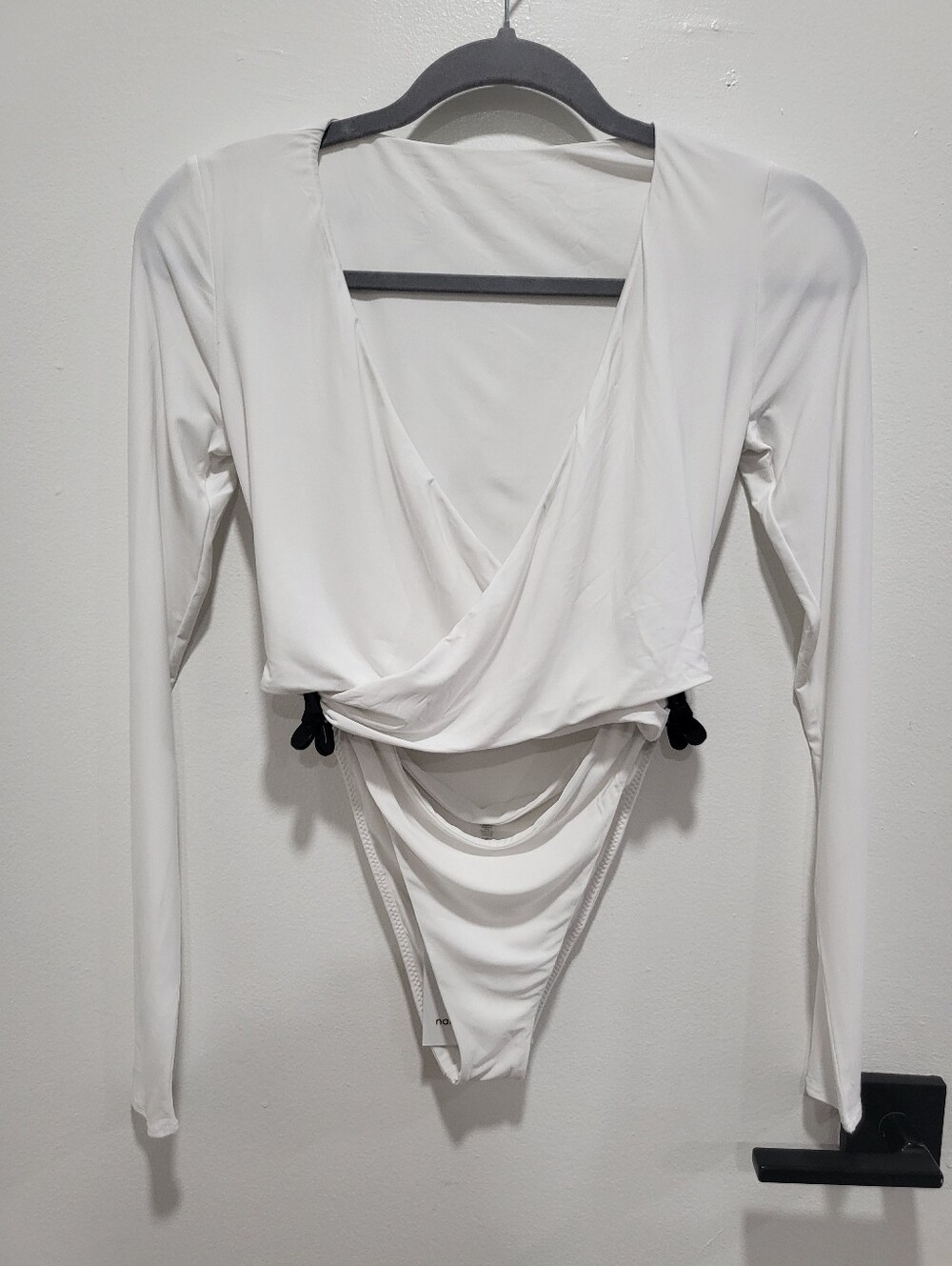 NWT *FLAWED* Naked Wardrobe White Crossover One Piece Swimsuit - Size Small